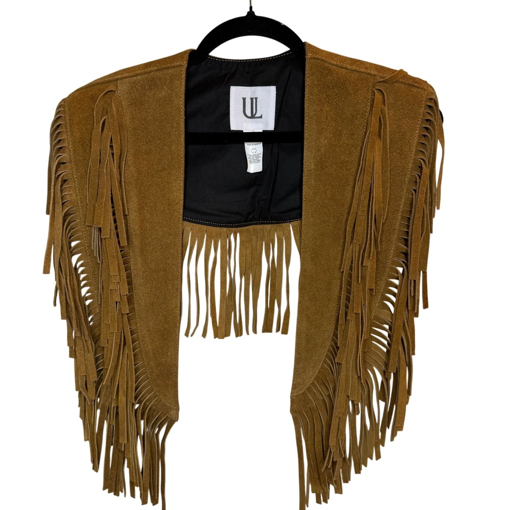 Free People Understated Leather Tan Suede Fringe Vest One Size NWT
